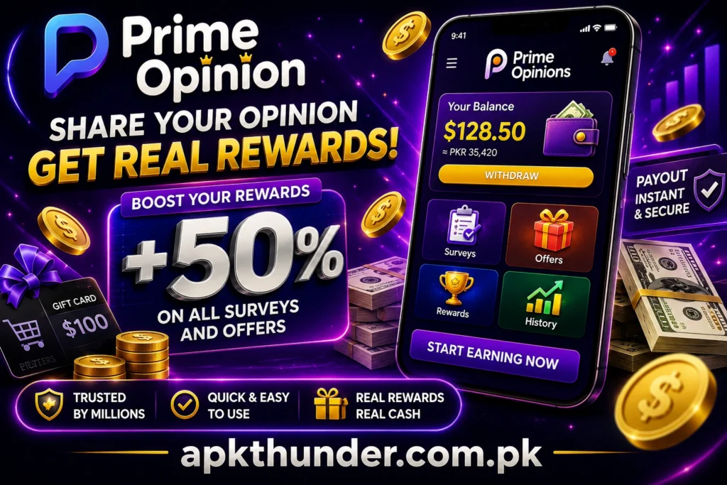 Prime Opinion 2026 download and earn through surveys