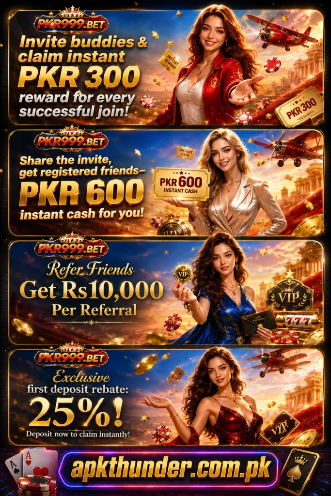 download PKR999 Apk & Earn rewards bonuses as well as daily jakpots.